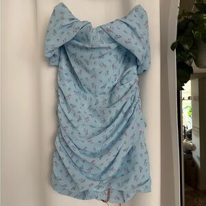 House of CB Light Blue Floral Mini Dress
